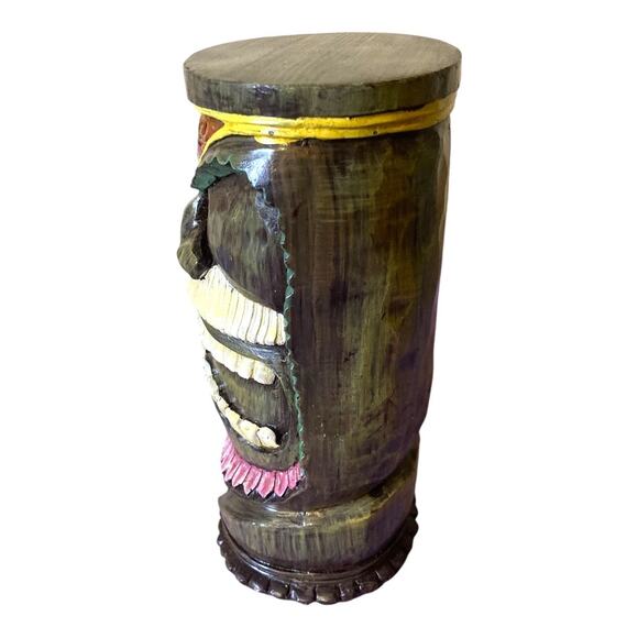 Hawaiian Tiki Statue Wooden Luau Bar Decor 4.5" Wide by 8" Tall - Picture 2 of 10